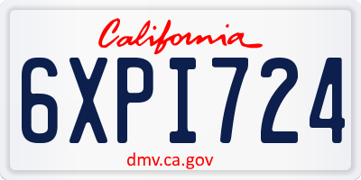 CA license plate 6XPI724