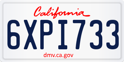 CA license plate 6XPI733