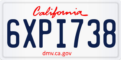 CA license plate 6XPI738