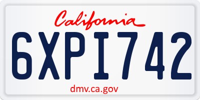 CA license plate 6XPI742