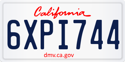 CA license plate 6XPI744