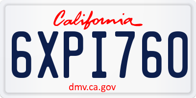 CA license plate 6XPI760