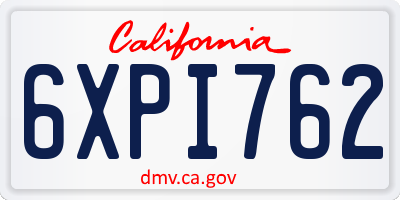 CA license plate 6XPI762