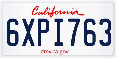 CA license plate 6XPI763