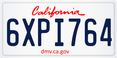 CA license plate 6XPI764
