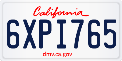CA license plate 6XPI765