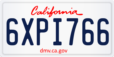 CA license plate 6XPI766