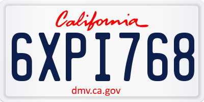 CA license plate 6XPI768
