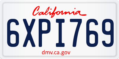 CA license plate 6XPI769