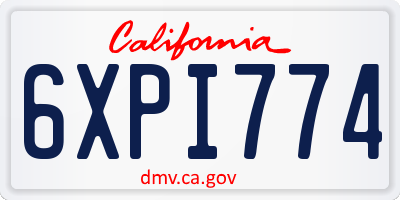 CA license plate 6XPI774