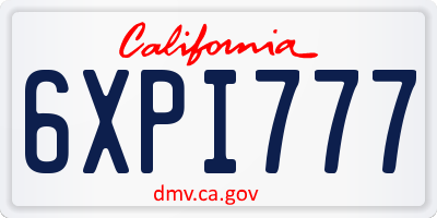 CA license plate 6XPI777