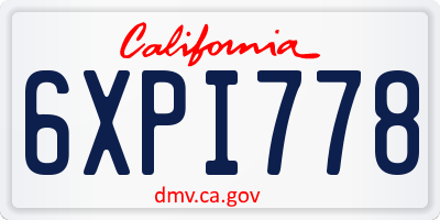 CA license plate 6XPI778