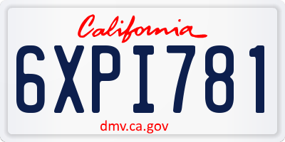 CA license plate 6XPI781