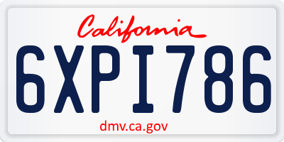 CA license plate 6XPI786