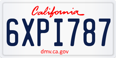 CA license plate 6XPI787
