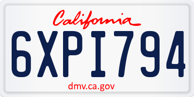 CA license plate 6XPI794