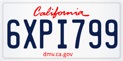 CA license plate 6XPI799