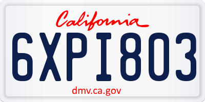 CA license plate 6XPI803