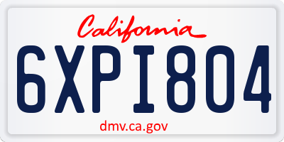 CA license plate 6XPI804