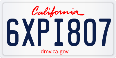 CA license plate 6XPI807