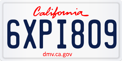 CA license plate 6XPI809