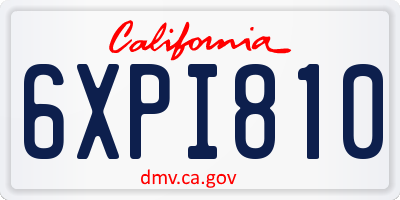 CA license plate 6XPI810