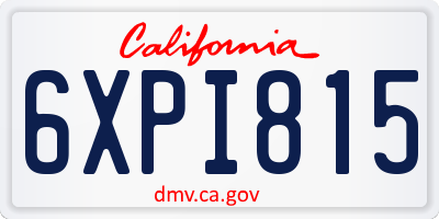 CA license plate 6XPI815