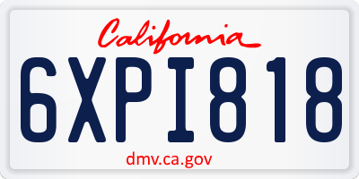 CA license plate 6XPI818