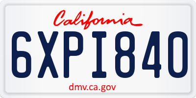 CA license plate 6XPI840