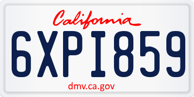CA license plate 6XPI859