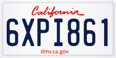 CA license plate 6XPI861