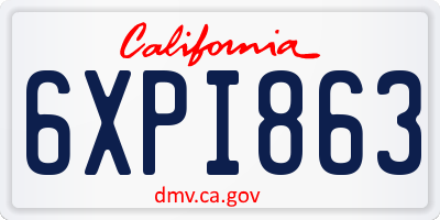 CA license plate 6XPI863