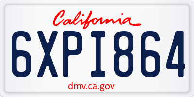 CA license plate 6XPI864