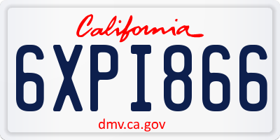 CA license plate 6XPI866