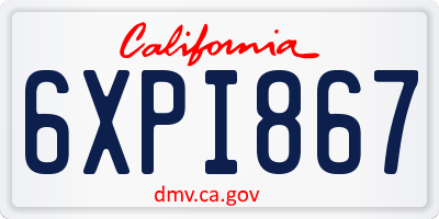 CA license plate 6XPI867