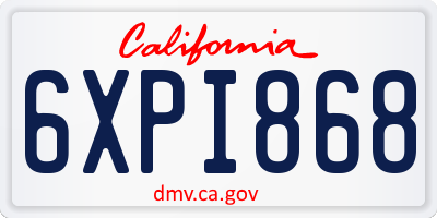 CA license plate 6XPI868