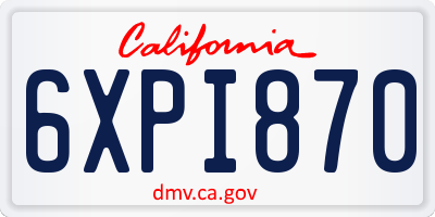 CA license plate 6XPI870