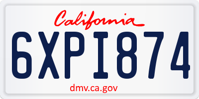 CA license plate 6XPI874
