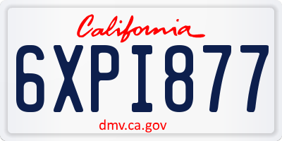 CA license plate 6XPI877