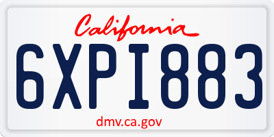 CA license plate 6XPI883