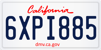CA license plate 6XPI885