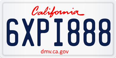 CA license plate 6XPI888