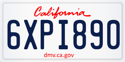 CA license plate 6XPI890