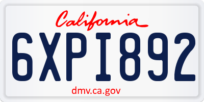 CA license plate 6XPI892
