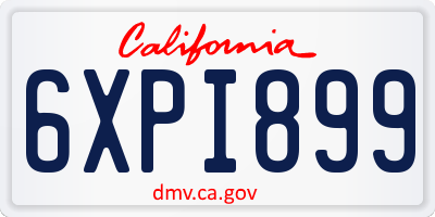 CA license plate 6XPI899