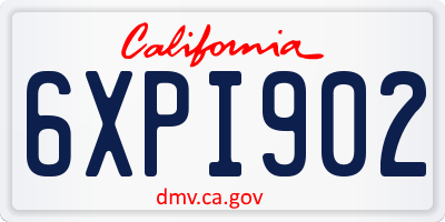 CA license plate 6XPI902