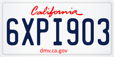 CA license plate 6XPI903
