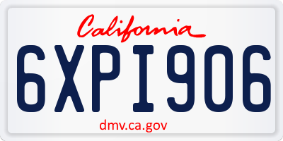CA license plate 6XPI906
