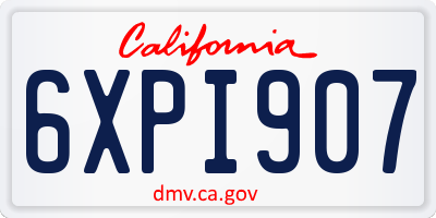 CA license plate 6XPI907