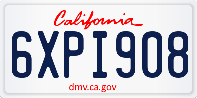 CA license plate 6XPI908